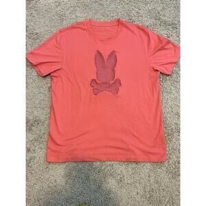 Psycho Bunny 3D Rubber Logo Tee - Coral Red / Pink. Limited Edition Size: L - XL